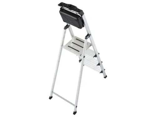 trapladder,eenzijdig,4treden,bordes m. antislip elementen,balk L 1,6m