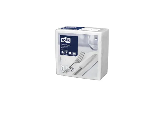 Servetten Tork 478746 Dinner 2-laags 39x39cm wit 1/4 vouw 150st.