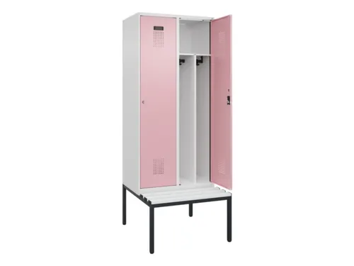 locker met bank,voor scheiding van kleding,HxBxD 2120x800x815mm,2vak