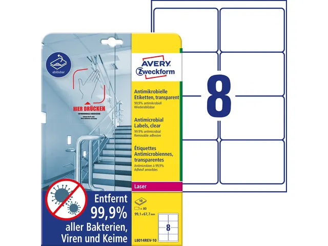 Antimicrobiële etiketten afneembaar transparant 99.1x67.7mm