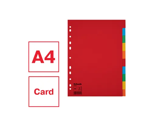 Tabbladen Esselte A4 11-gaats Karton 10-delig Blanco Tabs Kleur