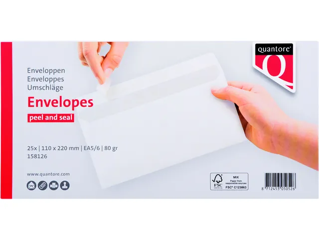 Envelop Quantore Bank Ea5/6 110x220mm Wit Zelfklevend