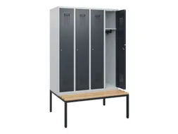 locker met bank,HxBxD 1950x1200x815mm,4vak,vak B 300mm,cilinderslot