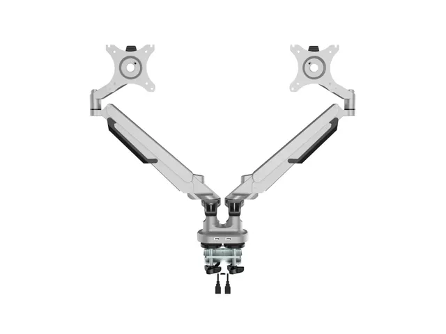 Bras 2 écrans incl ports USB gris