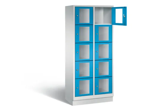 Lockerkast 1800x810x500mm 2x5 vakken Cilinderslot, Sokkel, RAL5012