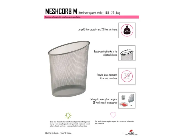 Mesh papierbak 18 liter zilvergrijs metaalgaas