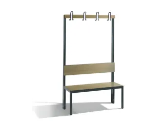 omkleedbank,HxLxD 1710x1000x407mm,HPL eiken-sereno,frame staal RAL7021 - 1