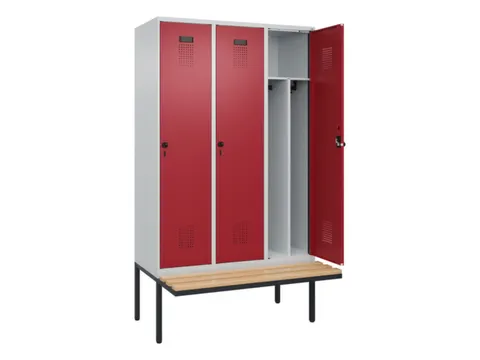 locker met bank,voor scheiding van kleding,HxBxD 2120x1200x815mm,3vak
