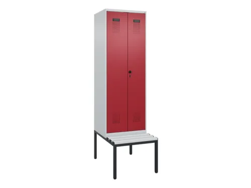 locker met bank,voor scheiding van kleding,HxBxD 2120x600x815mm,2vak