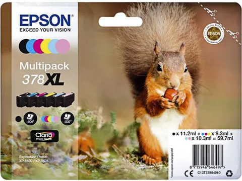 Inktcartridge Epson 378XL T3798 6 kleuren C13T37984010