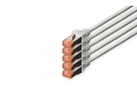 CAT 6 S-FTP patchkabel Cu LSZH AWG 27/7 Lengte 15m 5 stuks Grijs