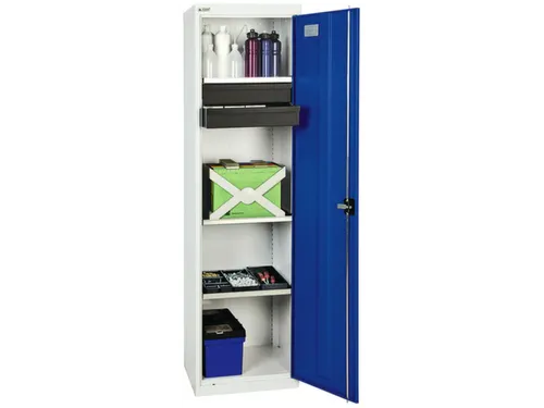 Materiaalkast 1800x500x500mm 3legborden Uitschuifbaar 2laden Ral5010