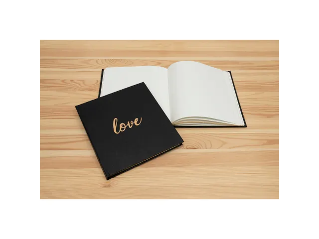 Livre d'or 140 pages tranche or - Format 21x19cm - LOVE Blanc - Noir