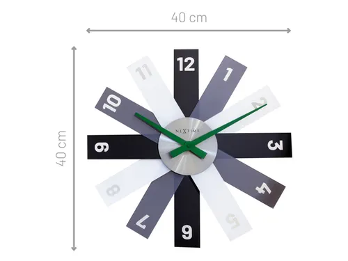 Design wandklok - 40cm- Stille klok - Zwart - Acryl - NeXtime "Plexi"