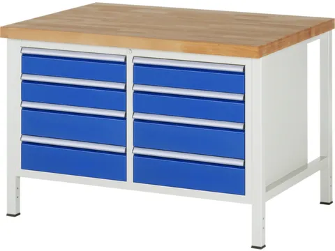 werkbank,HxBxD 840-1040x1250x900mm,beukblad,draagverm. 1250kg,4voeten