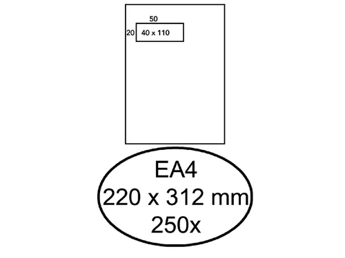 Envelop Hermes Venster Ea4 venster links 40x110mm zelfklevend 120gr