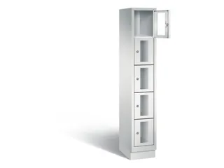 Lockerkast 1800x320x500mm 1x5 vakken Cilinderslot, Sokkel, RAL7035 - 1
