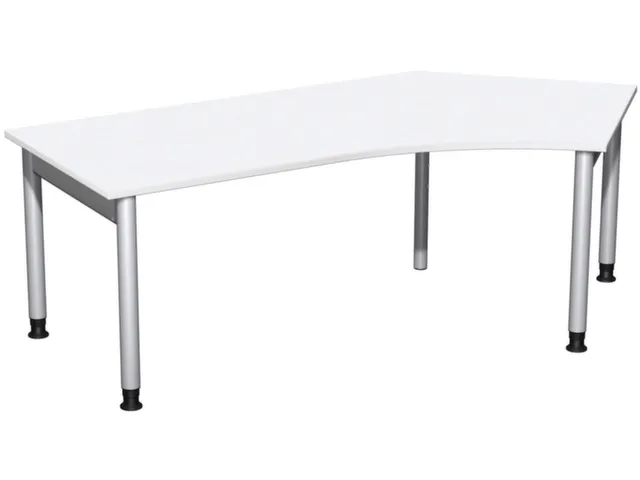 Bureau d’angle 680-820x2166x1130mm retour à droite blanc/argenté