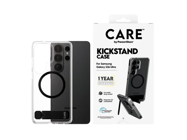 PanzerGlass CARE by Kickstand Case Transparent w. Qi Samsung Gal