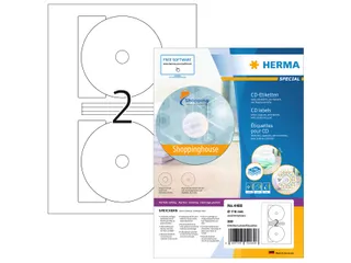 HERMA 4460 CD-etiketten Maxi A4 Ø 116mm/18,5mm mat Wit 200 stuks - 1