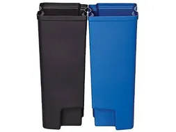 Recycling binnenbakken 2x15 liter End Step RVS Zwart Blauw Kunststof