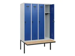 locker met bank,HxBxD 1950x1200x815mm,4vak,vak B 300mm,draaigrendel