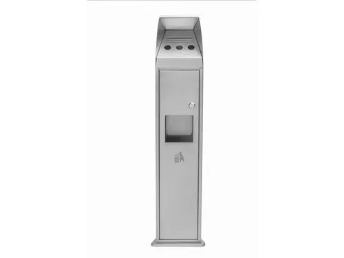 RVS combi-asbak,HxBxD 1000x240x190mm,afvalbak inhoud 4l