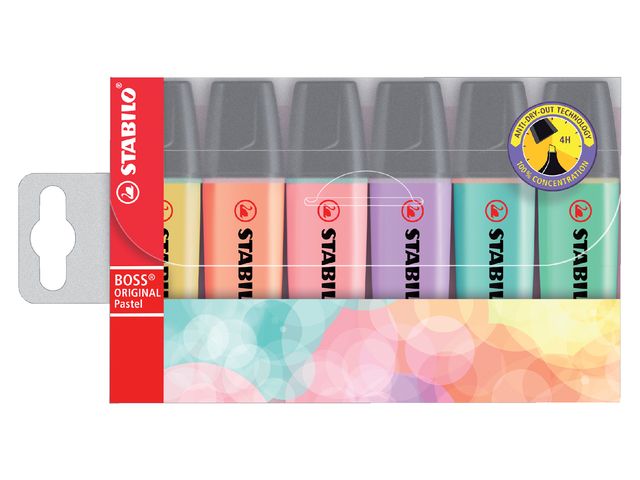 Markeerstift Stabilo Boss pastel blister à 6 stuks | DiscountOffice.be
