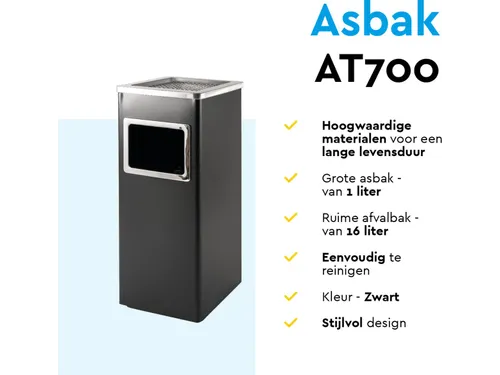 BRASQ Asbak met Afvalbak AT600 Zwart 16 Liter