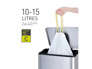 Afvalzak EKO MDPE type C met trekband 45x50cm 10-15L wit - 3