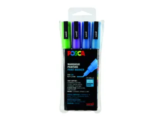 Verfstift Posca PC3M Fijne punt 0,9-1,3mm 4 stuks glitter koele kleure - 2