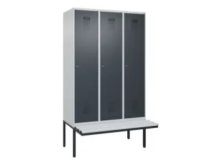 locker met bank,HxBxD 2120x1200x815mm,3vak,vak B 400mm,cilinderslot - 2