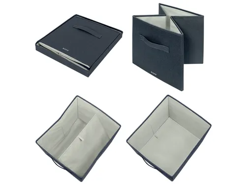 Leitz Stoffen opbergdoos met deksel Grijs 38x33x32,5cm 2 stuks