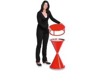 Staande Asbak Met Overkapping Ronde Voet Rood - 2