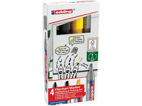 Edding 385 Flipchart effect marker 2 kleuren + 380 en 383 4 stuks