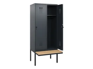 locker met bank,HxBxD 1950x800x815mm,2vak,vak B 400mm,draaigrendel - 1
