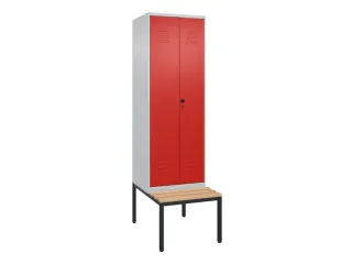 PBM-locker met bank,HxBxD 2120x600x815mm,2vak,vak B 300mm,draaigrendel - 1