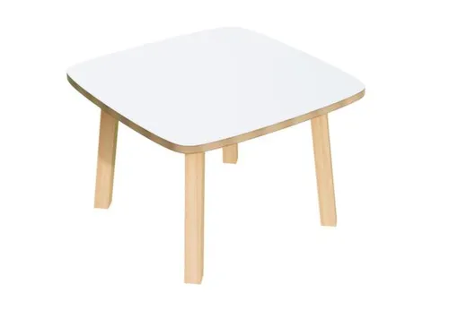 bijzettafel,HxBxD 400x600x600mm,4voeten natuur,vierkante buis,blad wit