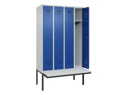 locker met bank,HxBxD 2120x1200x815mm,4vak,vak B 300mm,cilinderslot