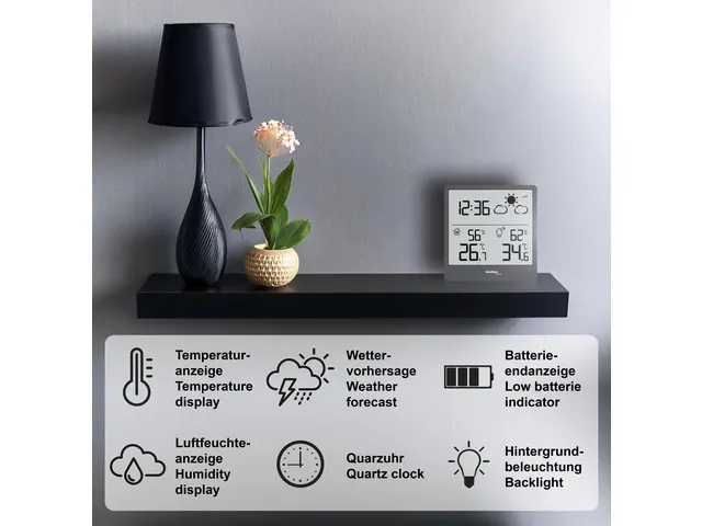 Weerstation Technoline WS 9138 90x93x45 mm zwart met 1 buitensensor