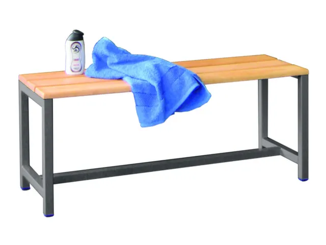 banc-patère,LxP 1000x370mm,barrettes en bois hêtre,piètement RAL701