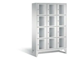 Lockerkast 1850x1200x500mm 3x4 vakken Cilinderslot Poten, RAL7035 - 2