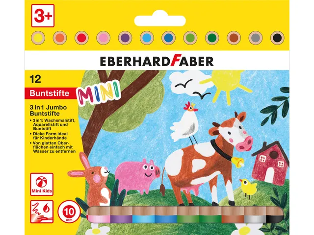 Kleurpotlood Eberhard Faber 3in1 12st. extra dikke kern van 10mm