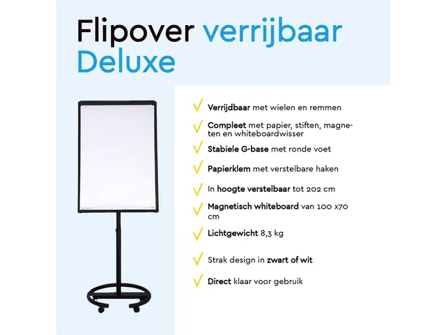 BRASQ Flipover Mobiel Deluxe 70x100cm Magnetisch Zwart met accessoires