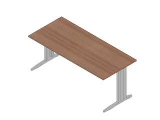 bureau,HxBxD 730x1800x800mm,blad canaletto-hout,C-voet aluminium - 1
