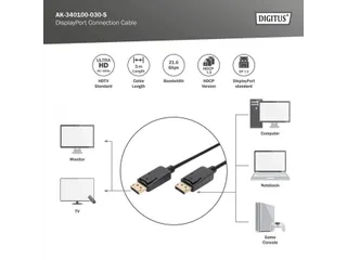 DisplayPort-aansluitkabel type DP M/M 3m UHD 4K DP 1.2 Zwart - 2