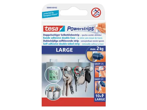 Kleefstrips tesa Powerstrips LARGE dubbelzijdig 2kg 10 stuks