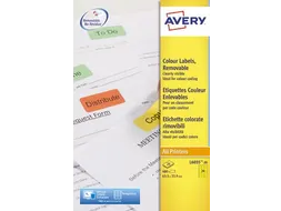 Avery Zweckform Gekleurde Afneembare Etiketten 63.5x33.9mm Geel