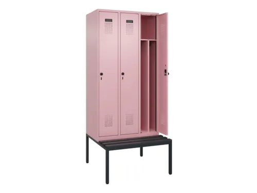 locker met bank,voor scheiding van kleding,HxBxD 2120x900x815mm,3vak