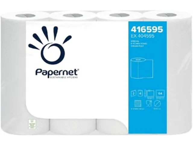 Keukenrol 2-Laags 64 Vel wit 4 Rollen